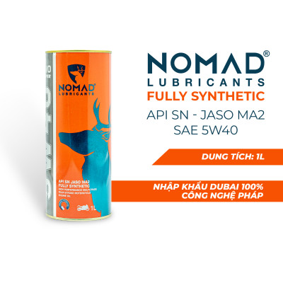 Nhớt Xe Máy Tổng Hợp Toàn Phần NOMAD Lon 1L 5W40-SN-MA2 Cho Xe Côn Tay Winner/Exciter/Sonic Nhập Khẩu Chính Hãng (nhớt màu xanh)