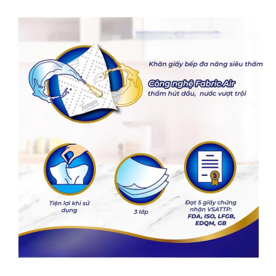 [MUA 1 LỐC KHĂN BẾP CUỘN TẶNG 1 GÓI KHĂN ƯỚT + 1 GIÁ ĐỠ] Khăn giấy bếp đa năng siêu thấm Tempo (4 Cuộn) - Thương Hiệu Đức