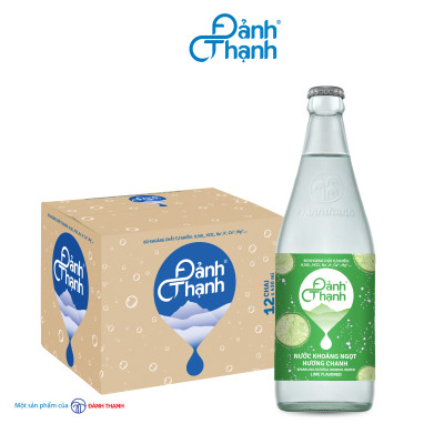 Thùng 12 chai Nước Khoáng Thiên Nhiên Có Ga Đảnh Thạnh Khoáng Chanh chai thủy tinh 430ml