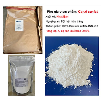 Calcium sulfate Nhật Bản thạch cao tinh khiết 99% dùng trong thực phẩm 15kg