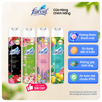  Bình xịt nước hoa thơm phòng Farcent, khử mùi hôi tức thì, thơm lâu 320m