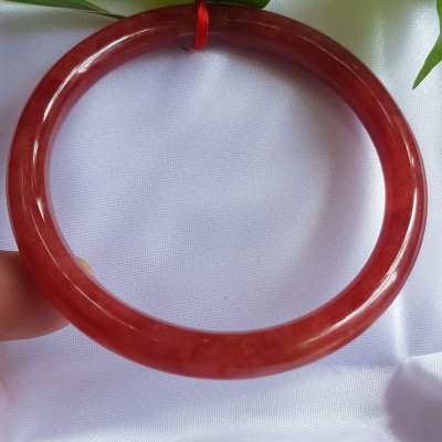 Vòng Cẩm Thạch Đỏ đẹp 58mm x chột 7mm màu đỏ đậm bóng là màu chiến thắng chuẩn hợp nữ mạng hỏa mạng thổ 55kg - 68kg đeo đẹp tay may mắn tốt sức khỏe công việc rực rỡ tài lộc ạ
