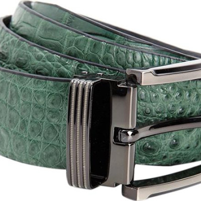 Thắt Lưng Nam Da Cá Sấu Gai Bụng Bản Lớn Đầu Kim Huy Hoàng HT4786 - Xanh Rêu