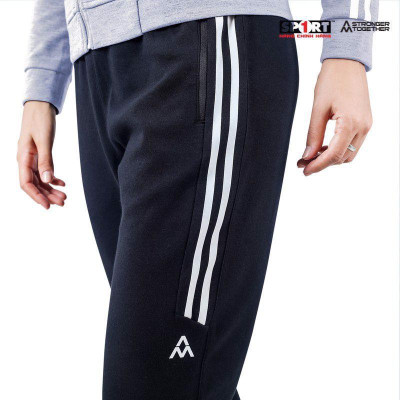 - Bộ nỉ AM nữ 2 sọc trắng - màu LT.Grey/ Black - WTS001