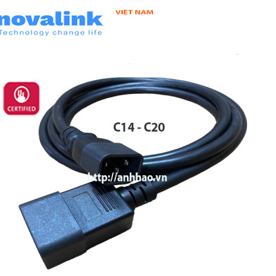 Dây nguồn C14 C20 dùng cho UPS, PDU, server dài 2m, Lõi đồng 3 x 2.08mm tiêu chuẩn UL - Hàng chính hãng