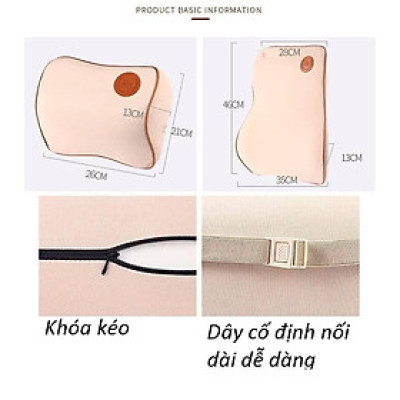 Gối Tựa Lưng, Tựa Đầu cho xe Ô Tô (Chất Liệu Cao Su Non Nỉ Cao Cấp Thông Hơi Siêu Đàn Hồi)