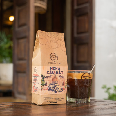 Cà Phê Moka Cầu Đất Rang Xay Nguyên Chất - Dạng Bột - 90S Coffee Vietnam - 100% Cà Phê Sạch Cao Cấp