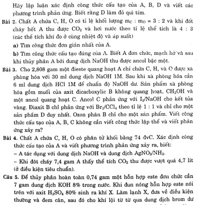 Bài Tập Hay & Khó Hóa Học Lớp 12