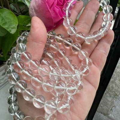 Vòng Chuỗi Nữ Đá Thạch Anh Trắng Tự Nhiên trong bóng đẹp size hạt 10mm Hợp Nữ mệnh Kim mệnh Thủy đeo đẹp xinh tay tốt cho sức khỏe công việc may mắn ạ