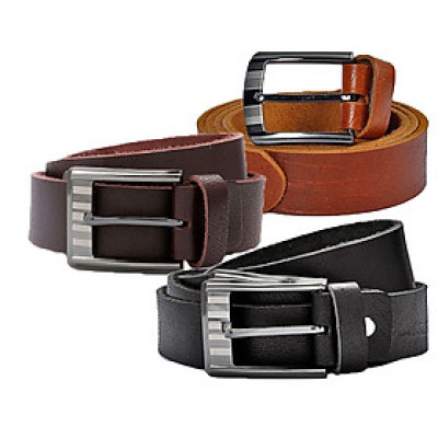 HT4104-05-06 - Thắt lưng nam Huy Hoàng da bò 1 lớp 3,5P màu da, đen, nâu