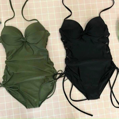 Bikini Tắm Biển Liền Thân Dây Rút Đều Chỉnh