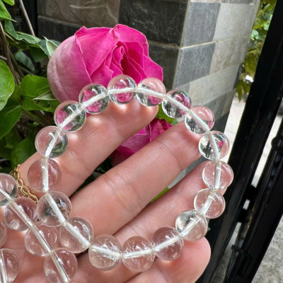 Vòng Chuỗi Nữ Đá Thạch Anh Trắng Tự Nhiên trong bóng đẹp size hạt 10mm Hợp Nữ mệnh Kim mệnh Thủy đeo đẹp xinh tay tốt cho sức khỏe công việc may mắn ạ