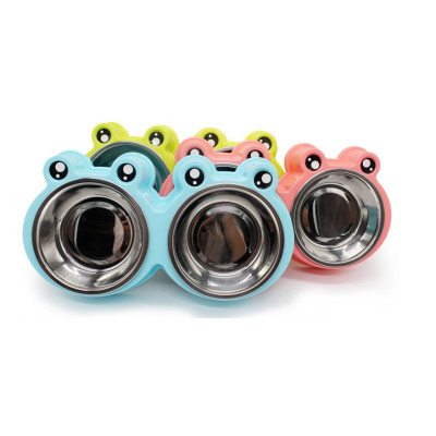 Bát Ăn Đôi Inox Hình Ếch - Bát Chống Kiến Cho Thú Cưng