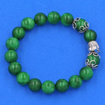 Vòng tay chuỗi hạt Đá Cẩm Thạch nhiều mẫu 10 ly - Vòng tay Phật Tổ Như Lai inox bạc - hợp mệnh Mộc, mệnh Hỏa