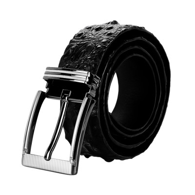 HC4709-10-11-12 - Thắt lưng nam da cá sấu Huy Hoàng gai lưng 4P đầu kim màu đen, nâu đất, nâu đỏ, vàng bò