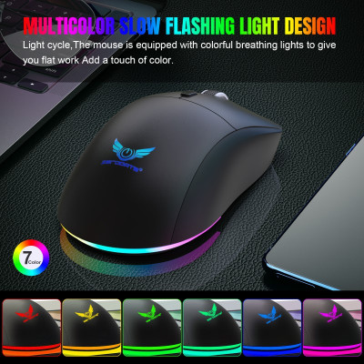 Chuột Led Không Dây Pin sạc T25 Gaming Cổng sạc TypeC chống mỏi cổ tay cho máy tính laptop hàng nhập khẩu