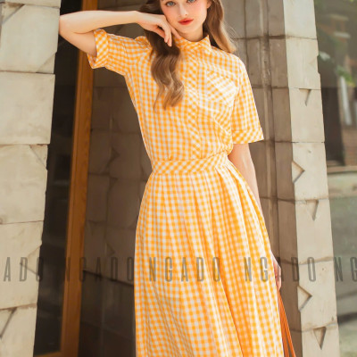 Set sơ mi caro vàng NGADO