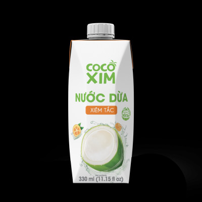 Nước dừa đóng hộp Cocoxim Tắc dung tích 330ml/Hộp