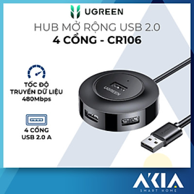 Hub USB 2.0 UGREEN CR106 - 4 cổng tốc độ cao, Bảo hành 18 tháng  - Hàng chính hãng