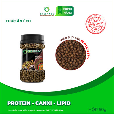 Thức ăn Ếch Pacman GREENABC – Pacman Frog – Hàm lượng protein 37% giúp tiêu hóa tốt, tăng kích thước, lên màu đẹp, ăn ngon – Hộp 50g và 230g