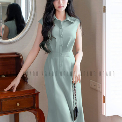 Đầm mint eo xếp ly NGADO , đầm dự tiệc , công sở