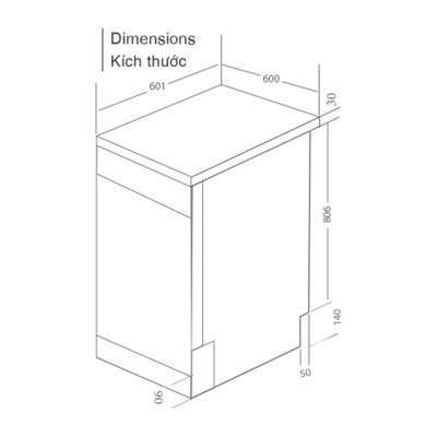 Máy Rửa Bát 13 Bộ LORCA TA 918DWB Hàng Chính Hãng Nhập Khẩu Cao Cấp Hiệu Suất Cao Chống Ồn Tiết Kiệm Điện