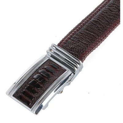 Dây nịt nam da đà điểu Huy Hoàng đan viền bản lớn màu nâu đất HP4462