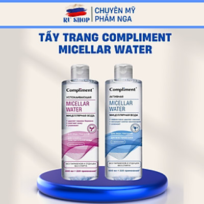 Tẩy trang Compliment Micellar water 400ml tẩy trang mặt mắt môi, sử dụng được cho cả da nhạy cảm