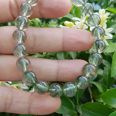 Vòng tay nữ đá thạch anh tóc xanh tự nhiên 9mm trong bóng nhuyễn mượt đẹp  Size vòng 9mm Nữ mệnh Thủy Mộc hỏa đeo ạ