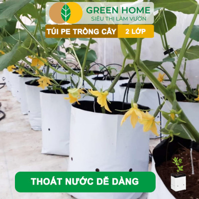 10 Túi Trồng Cây GreenHome, PE 2 Lớp, 18x36CM, Chống UV, Tiện Lợi, Độ Bền 1,5 Năm, Trồng Rau, Hoa