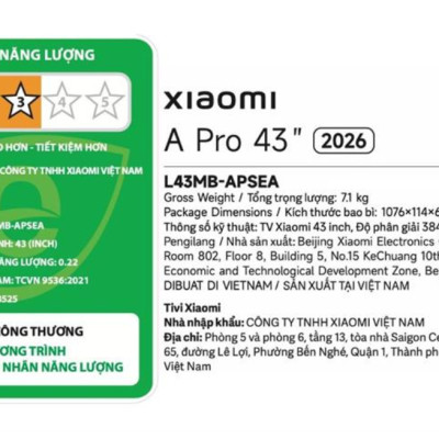 Google Tivi Xiaomi A Pro 2026 QLED 4K 43 Inch L43MB-APSEA - Hàng chính hãng