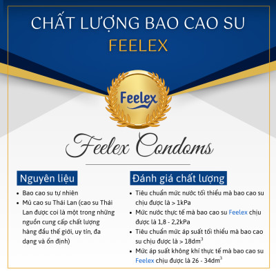 Bao cao su Feelex 3in1 gân gai, nhiều gel bôi trơn, kéo dài thời gian quan hệ