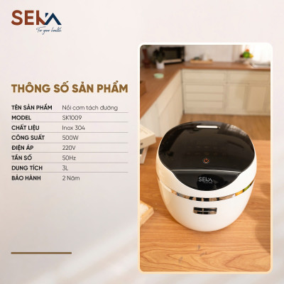Nội Cơm Điện Tách Đường SEKA SK1009 (Model 2024) - Dung Tích 1,8L, Lòng Nồi inox, Hàng Chính Hãng