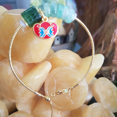 Vòng Tay Charm 5 Đồng Tiền Xanh ngọc nhẹ Hạt Lu Xanh Đậm  Đá Cẩm Thạch Tự Nhiên  Vòng phối phụ kiên Đỏ Đỏ may mắn dây vàng kiểu rút đẹp xinh tay ạ