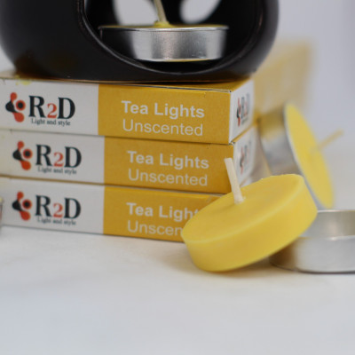 Nến tealight 10 viên không khói không mùi R2D màu vàng dùng cho đèn xông tinh dầu