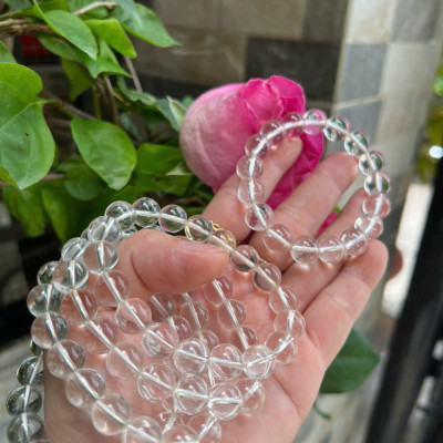 Vòng Chuỗi Nữ Đá Thạch Anh Trắng Tự Nhiên trong bóng đẹp size hạt 10mm Hợp Nữ mệnh Kim mệnh Thủy đeo đẹp xinh tay tốt cho sức khỏe công việc may mắn ạ