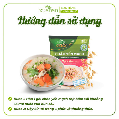 Thùng 30 Gói Cháo Yến Mạch Thịt Heo Bằm Xuân An 40G (Tặng Kèm 5 Gói)