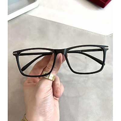 Kính gọng nhựa dẻo Hàn Quốc Mắt vuông to unisex màu đen nhám cho nam nữ