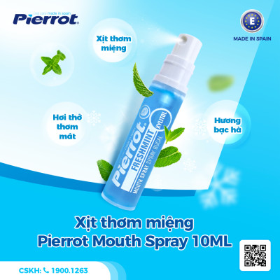 Combo 2 tặng 1 Xịt Thơm Miệng PIERROT Giúp Kháng Khuẩn, Loại Bỏ Mùi Hôi, Cho Hơi Thở Thơm Mát Mouth Spray 10ml/lọ