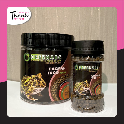 Thức ăn Ếch Pacman nhãn GREENABC – Pacman Frog – Độ đạm 37% giúp tiêu hóa tốt, tăng kích thước, lên màu đẹp, ăn ngon – Hộp 50g và 230g