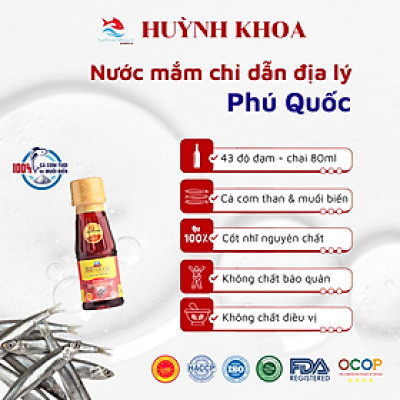 Đặc Sản Kiên Giang - Nước mắm truyền thống Phú Quốc - Huỳnh Khoa - 43 đạm chai 80ml
