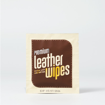 Túi 50 gói khăn ướt lau giày da túi da ví da siêu tốc Leather EcoWipes tinh chất sáp ong dưỡng bóng