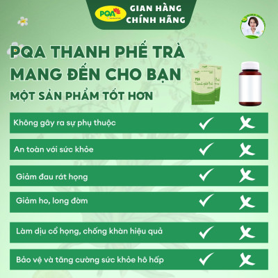 Thanh Phế Trà PQA Hỗ Trợ Giảm Ho, Đờm Và Đau Rát Họng Dùng Cho Người Bị Ho Do Thay Đổi Thời Tiết Hộp 25 Gói