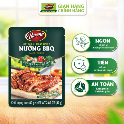 Combo 3 gói Gia Vị Nướng BBQ Barona 80g ướp ngon chuẩn vị không cần nêm nếm