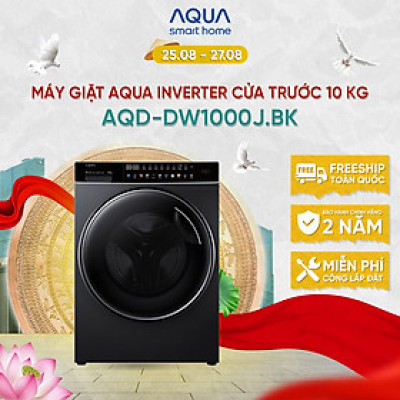 Máy giặt lồng ngang Aqua Inverter 10kg AQD-DW1000J.BK - Bảo hành 2 năm - Hỗ trợ lắp đặt - Hàng chính hãng