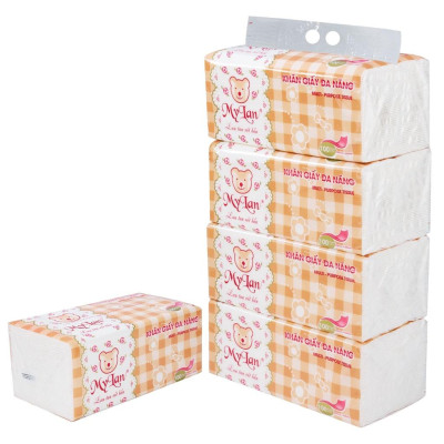 GIẤY NHÀ BẾP ĐA NĂNG DẠNG RÚT SỬ DUNG THUẬN TIỆN, LAU BẾP, THẤM HÚT DẦU, LAU TAY 4 GÓI/XÁCH, MỖI GÓI 360 TỜ/2 LỚP