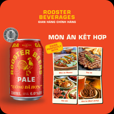 Bia thủ công | Rooster Beers Pale (Bia Gà Pale) Lốc 4 lon x 330ml
