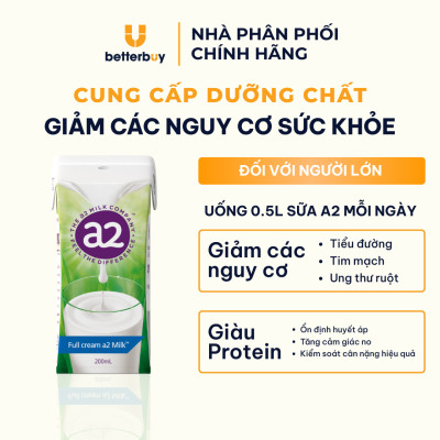 Thùng 24 Hộp Sữa Tươi Nguyên Kem Tiệt Trùng a2 Milk - a2 Milk UHT