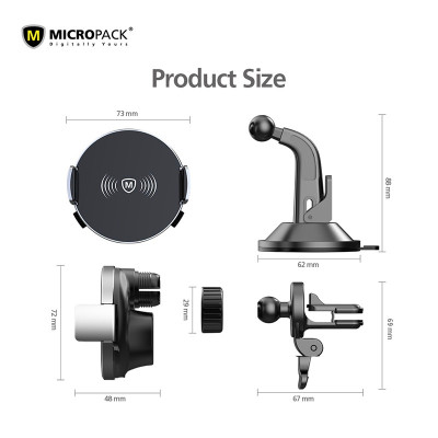 Đế sạc Ôtô MicroPack POWER MOTOR MAGNETIC MCC-15WM Sạc Không Dây 15W Hàng Chính Hãng