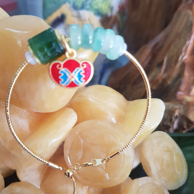 Vòng Tay Charm 5 Đồng Tiền Xanh ngọc nhẹ Hạt Lu Xanh Đậm  Đá Cẩm Thạch Tự Nhiên  Vòng phối phụ kiên Đỏ Đỏ may mắn dây vàng kiểu rút đẹp xinh tay ạ